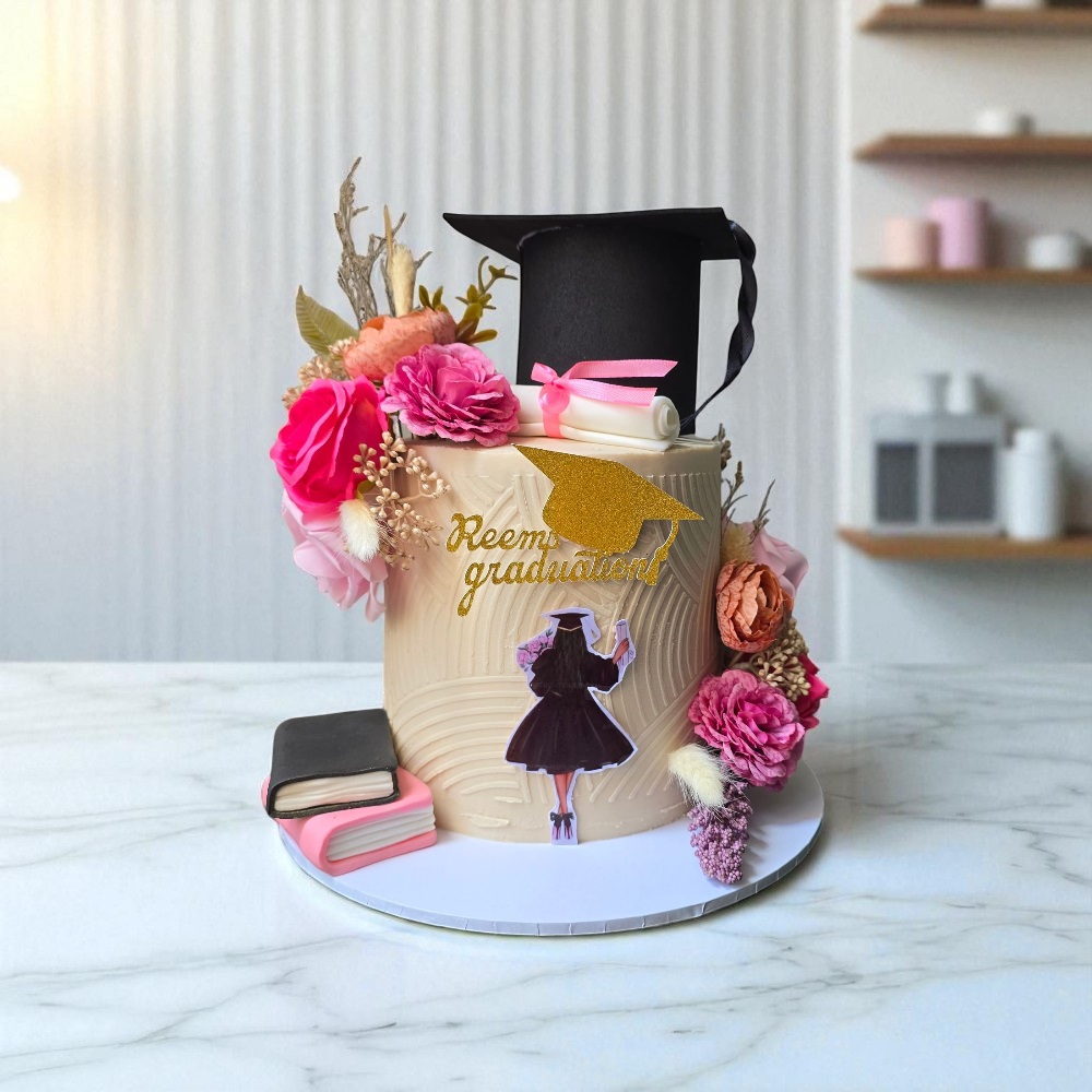 Floral Graduation Cake - Image 3